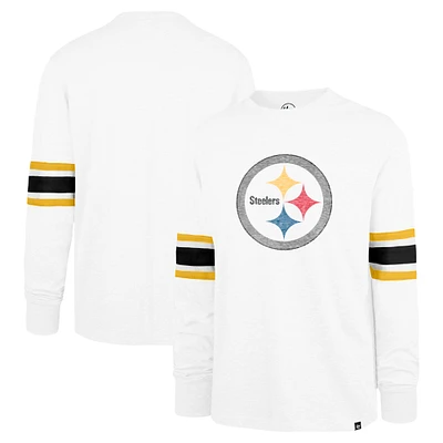 Men's '47 White Pittsburgh Steelers Gridiron Premier Brex Long Sleeve T-Shirt