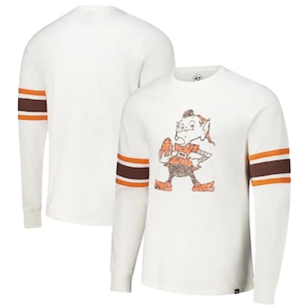 Men's '47 White Cleveland Browns Gridiron Throwback Premier Brex Long Sleeve T-Shirt