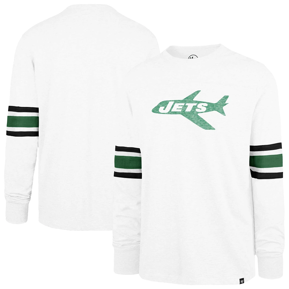 Men's '47 White New York Jets Gridiron Throwback Premier Brex Long Sleeve T-Shirt