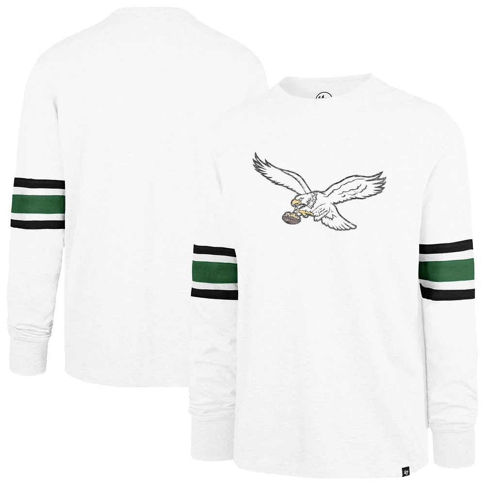 Men's '47 White Philadelphia Eagles Gridiron Throwback Premier Brex Long Sleeve T-Shirt