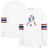 Men's '47 White New England Patriots Gridiron Throwback Premier Brex Long Sleeve T-Shirt