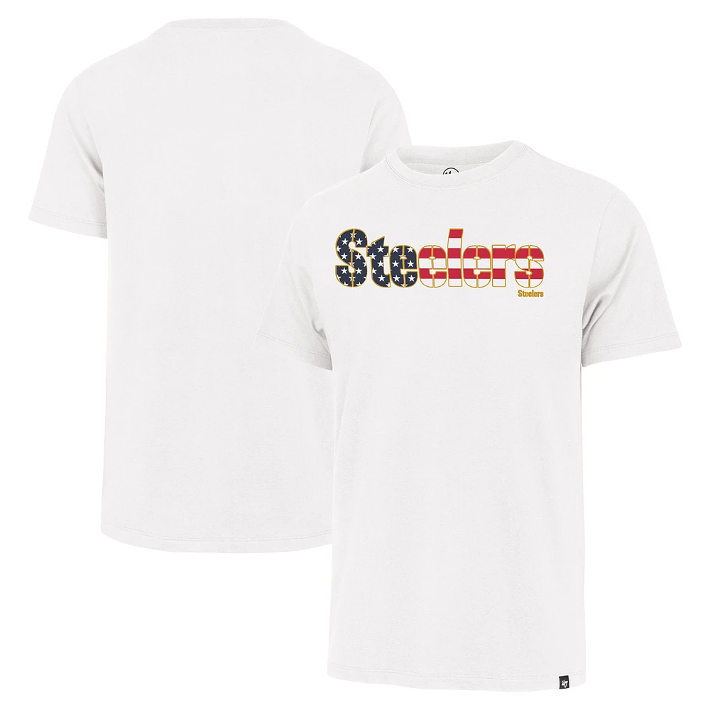 Men's '47 White Pittsburgh Steelers Flag Script Franklin T-Shirt