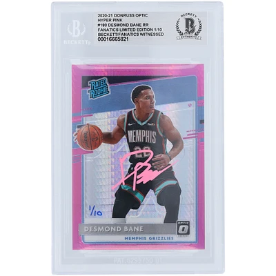 Desmond Bane Memphis Grizzlies Autographed 2020-21 Panini Donruss Optic Hyper Pink Prizm #180 #/10 Beckett Fanatics Witnessed Authenticated Rookie Card