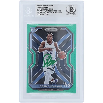 Desmond Bane Memphis Grizzlies Autographed 2020-21 Panini Prizm Green Prizm #297 #/10 Beckett Fanatics Witnessed Authenticated Rookie Card