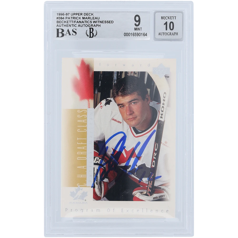 Patrick Marleau Hockey Canada Autographed 1996-97 Upper Deck Program of Excellence #384 Beckett Fanatics Witnessed Authenticated /10 Rookie Card