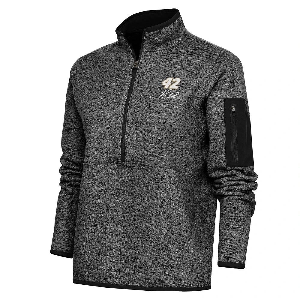 Women's Antigua Heather John Hunter Nemechek Fortune Half-Zip Pullover Jacket