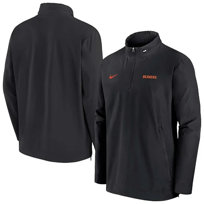 Men's Nike Black Oregon State Beavers 2024 Sideline Coach Quarter-Zip Hoodie Jacket