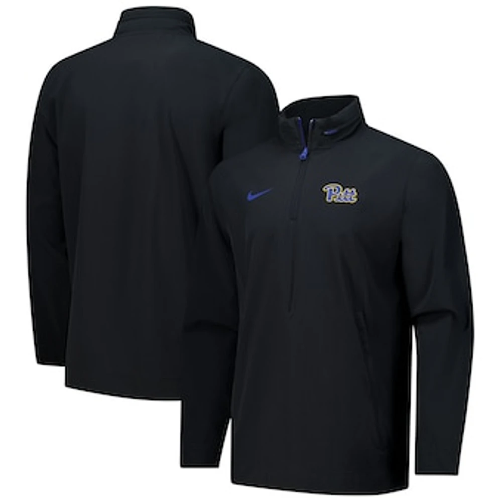 Men's Nike Black Pitt Panthers 2024 Sideline Coach Quarter-Zip Hoodie Jacket