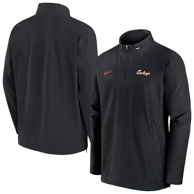 Men's Nike Black Oklahoma State Cowboys 2024 Sideline Coach Quarter-Zip Hoodie Jacket