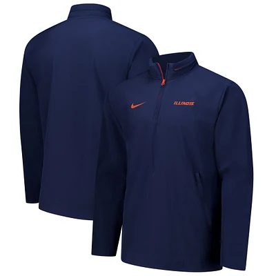 Men's Nike Navy Illinois Fighting Illini 2024 Sideline Coach Quarter-Zip Hoodie Jacket