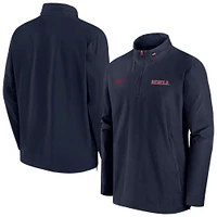 Men's Nike Navy Ole Miss Rebels 2024 Sideline Coach Quarter-Zip Hoodie Jacket