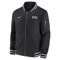 Men's Nike  Black TCU Horned Frogs Full-Zip Bomber Jacket