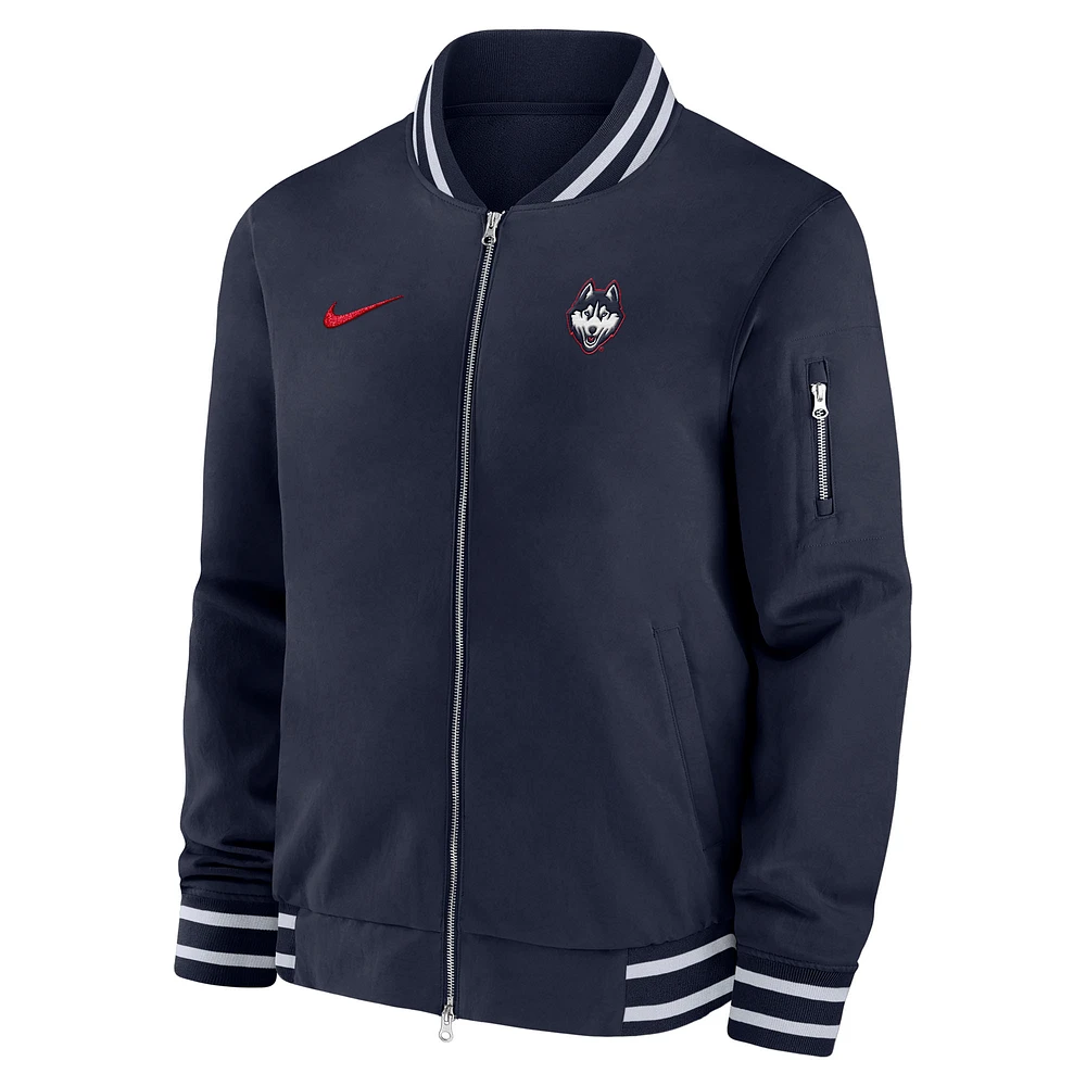 Men's Nike  Navy UConn Huskies Full-Zip Bomber Jacket