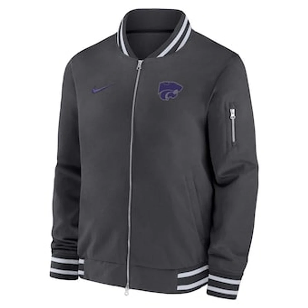 Men's Nike  Anthracite Kansas State Wildcats Full-Zip Bomber Jacket