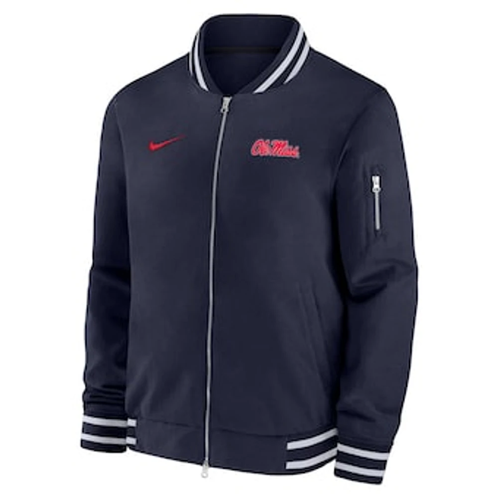 Men's Nike  Navy Ole Miss Rebels Full-Zip Bomber Jacket