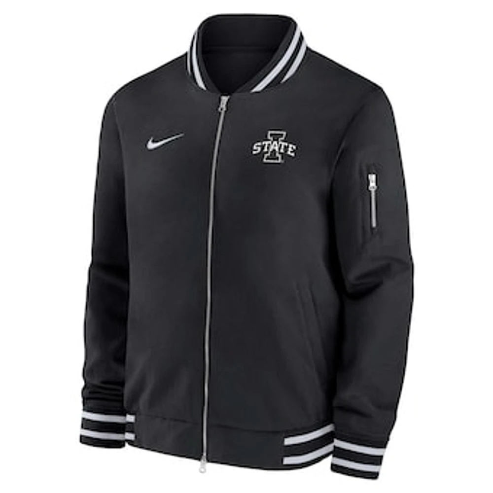 Men's Nike  Black Iowa State Cyclones Full-Zip Bomber Jacket