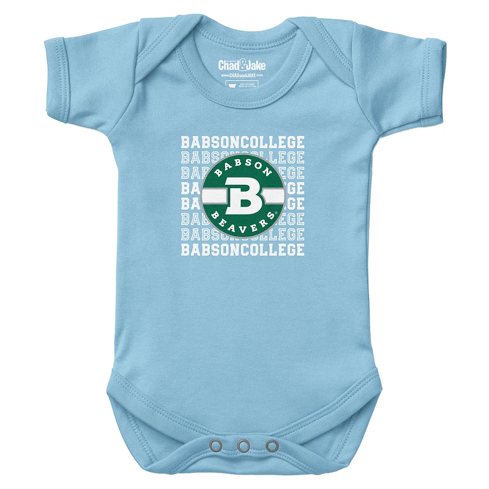 Newborn & Infant Chad Jake Light Blue Babson Beavers Retro Bodysuit