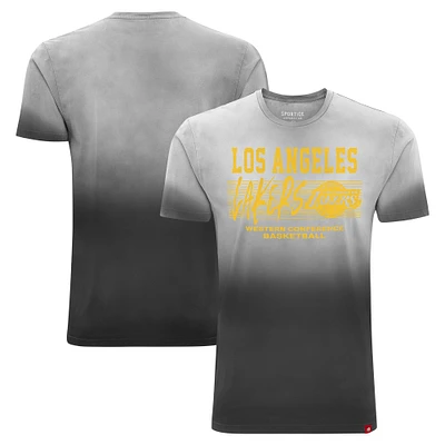 Unisex Sportiqe Black Los Angeles Lakers Bingham Sun-Fade T-Shirt