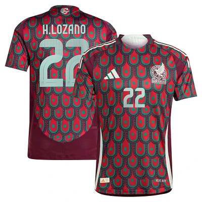 Men's adidas Hirving Lozano Burgundy Mexico National Team 2024 Home Authentic Player Jersey