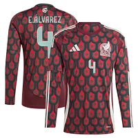 Men's adidas Edson Alvarez Burgundy Mexico National Team 2024 Home Replica Player Long Sleeve Jersey