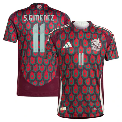 Men's adidas Santiago Giménez Burgundy Mexico National Team 2024 Home Authentic Player Jersey