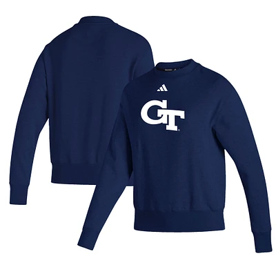 Women's adidas  Navy Georgia Tech Yellow Jackets Premium Vintage Pullover Sweatshirt