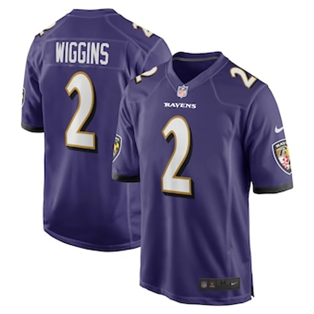 Men's Nike Nate Wiggins Purple Baltimore Ravens  Player Game Jersey