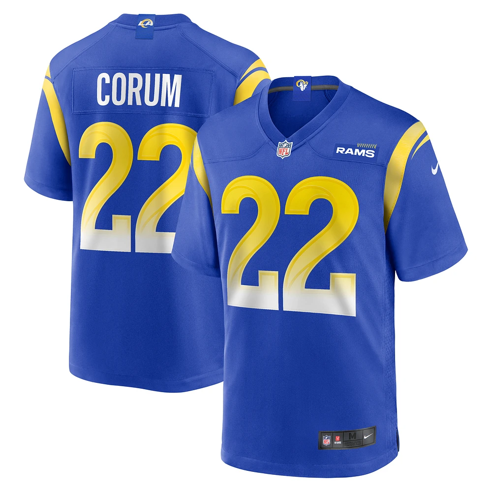 Men's Nike Blake Corum Royal Los Angeles Rams  Game Player Jersey