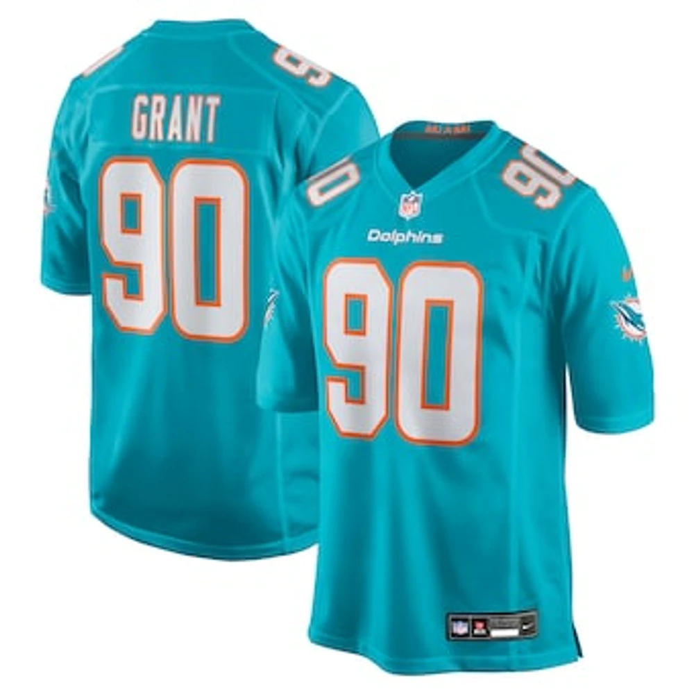 Men's Nike Kenneth Grant Aqua Miami Dolphins 2025 NFL Draft First Round Pick  Game Jersey