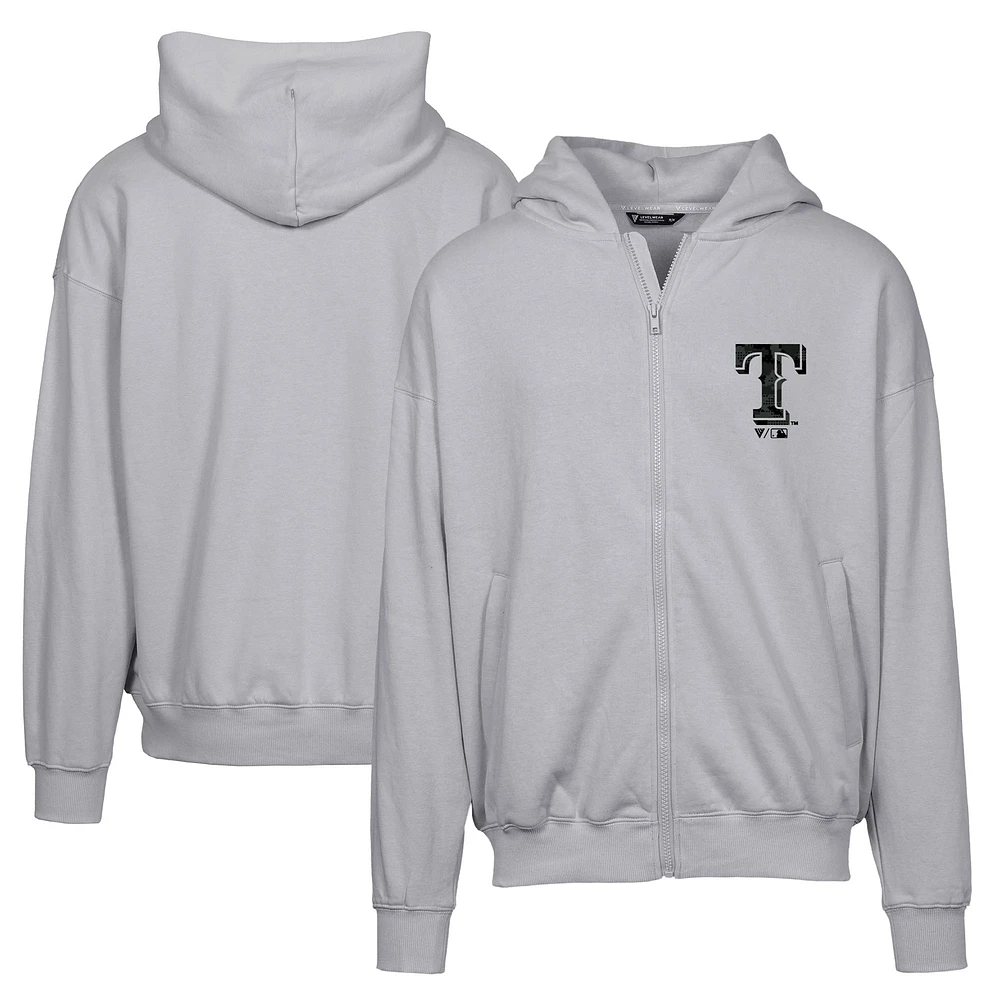 Men's Levelwear Gray Texas Rangers Uphill Digital Camo Full-Zip Hoodie