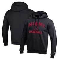 Men's Champion  Black Miami University RedHawks Icon Baseball Powerblend Pullover Hoodie