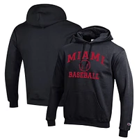 Men's Champion  Black Miami University RedHawks Icon Baseball Powerblend Pullover Hoodie