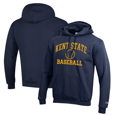 Men's Champion  Navy Kent State Golden Flashes Icon Baseball Powerblend Pullover Hoodie