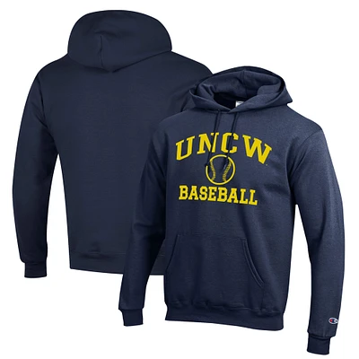Men's Champion  Navy UNC Wilmington Seahawks Icon Baseball Powerblend Pullover Hoodie