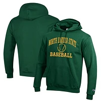 Men's Champion  Green NDSU Bison Icon Baseball Powerblend Pullover Hoodie