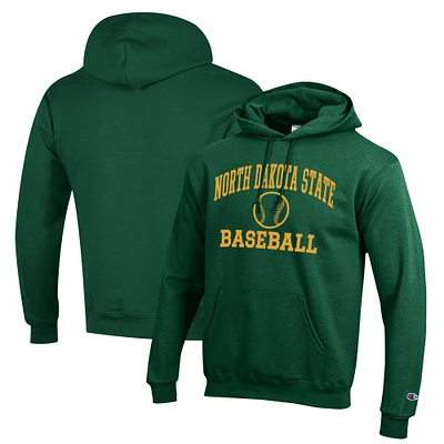Men's Champion  Green NDSU Bison Icon Baseball Powerblend Pullover Hoodie