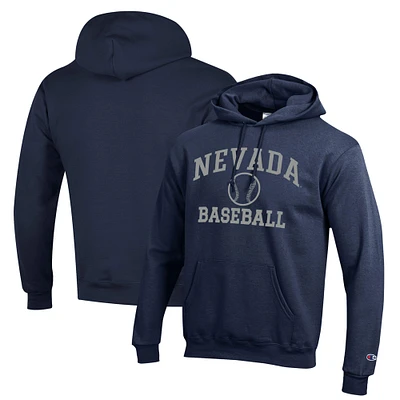 Men's Champion  Navy Nevada Wolf Pack Icon Baseball Powerblend Pullover Hoodie