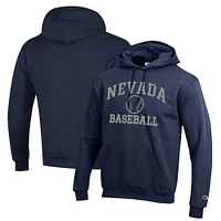 Men's Champion  Navy Nevada Wolf Pack Icon Baseball Powerblend Pullover Hoodie