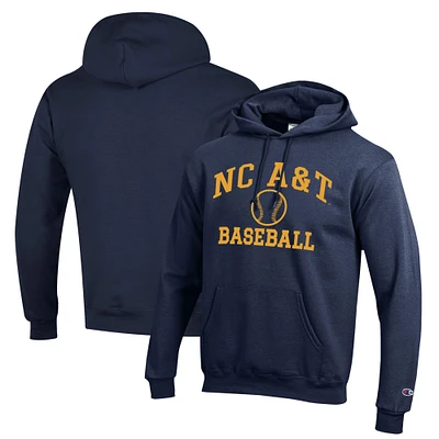 Men's Champion  Navy North Carolina A&T Aggies Icon Baseball Powerblend Pullover Hoodie