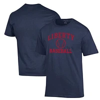 Men's Champion  Navy Liberty Flames Icon Baseball T-Shirt