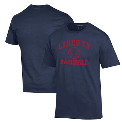 Men's Champion  Navy Liberty Flames Icon Baseball T-Shirt