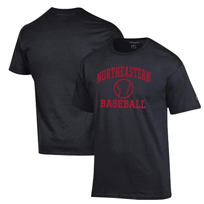 Men's Champion  Black Northeastern Huskies Icon Baseball T-Shirt