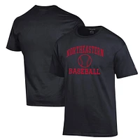 Men's Champion  Black Northeastern Huskies Icon Baseball T-Shirt