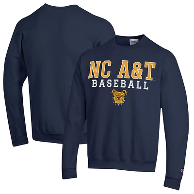 Men's Champion  Navy North Carolina A&T Aggies Stack Baseball Powerblend Pullover Sweatshirt