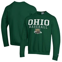 Men's Champion  Green Ohio Bobcats Stack Baseball Powerblend Pullover Sweatshirt