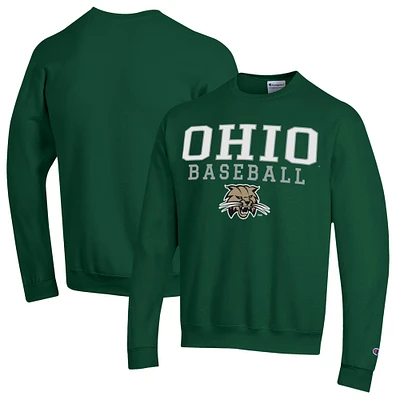 Men's Champion  Green Ohio Bobcats Stack Baseball Powerblend Pullover Sweatshirt