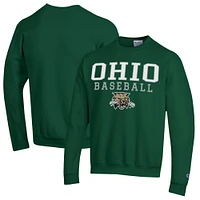 Men's Champion  Green Ohio Bobcats Stack Baseball Powerblend Pullover Sweatshirt