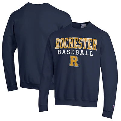 Men's Champion  Navy Rochester Yellow Jackets Stack Baseball Powerblend Pullover Sweatshirt