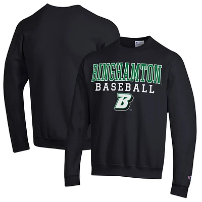 Men's Champion  Black Binghamton Bearcats Stack Baseball Powerblend Pullover Sweatshirt