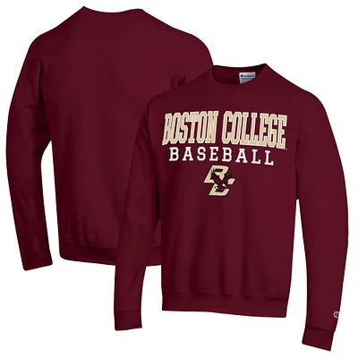 Men's Champion  Maroon Boston College Eagles Stack Baseball Powerblend Pullover Sweatshirt